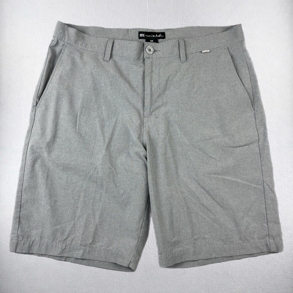 Travis Mathew Shorts Mens 36 Grey Golf Performance Stretch Micro Pattern